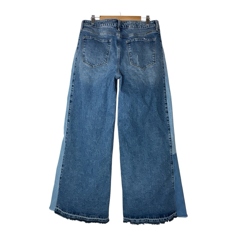 KanCan Two-Tone Blue Wide Leg Flare Jeans - Picture 2 of 8